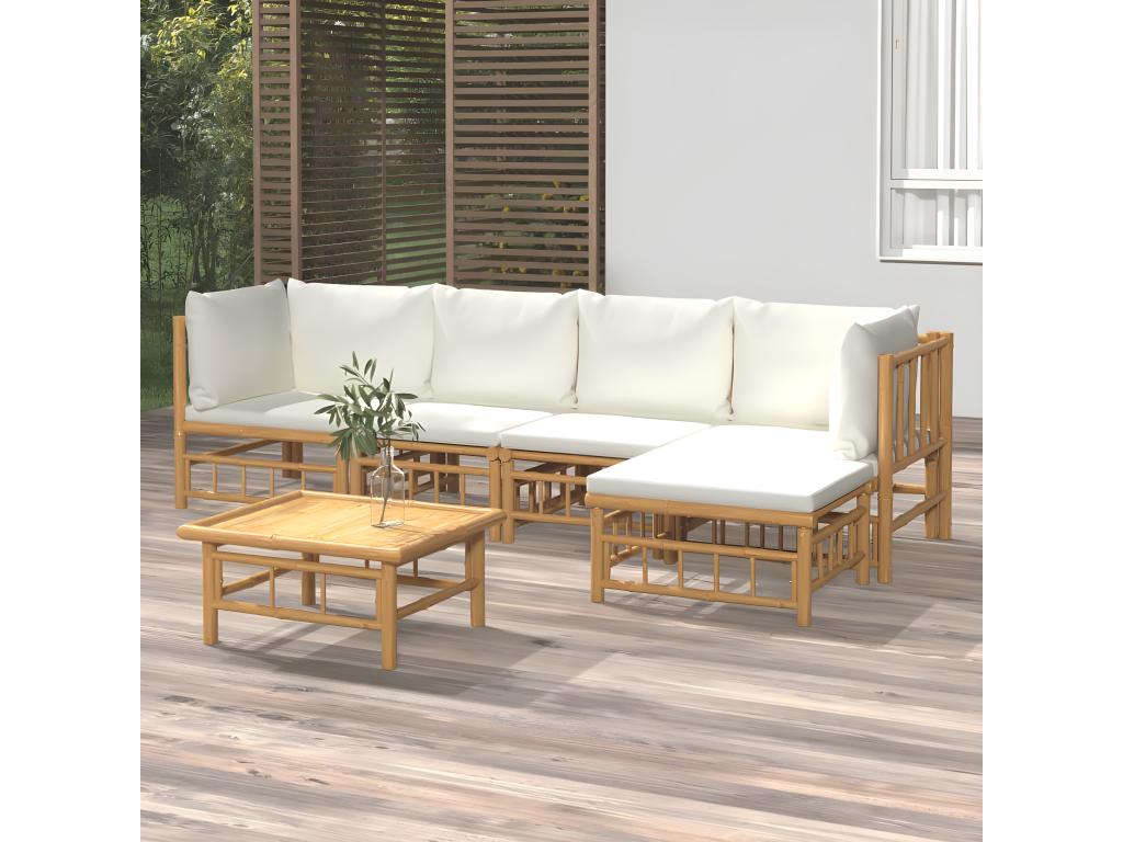 Homelumiere 6-piece garden furniture set with cream-white cushions
