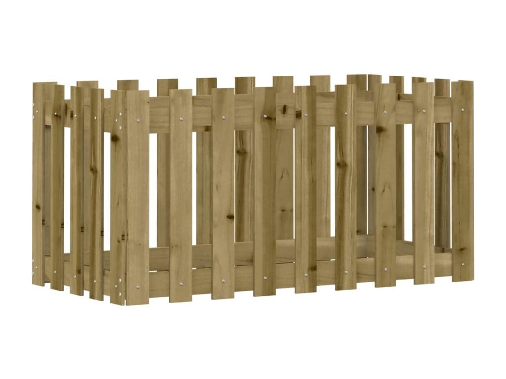 Raised garden bed with a designer fence made of impregnated pine wood