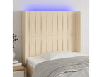 Cream LED Headboard 83x16x118/128 cm Fabric
