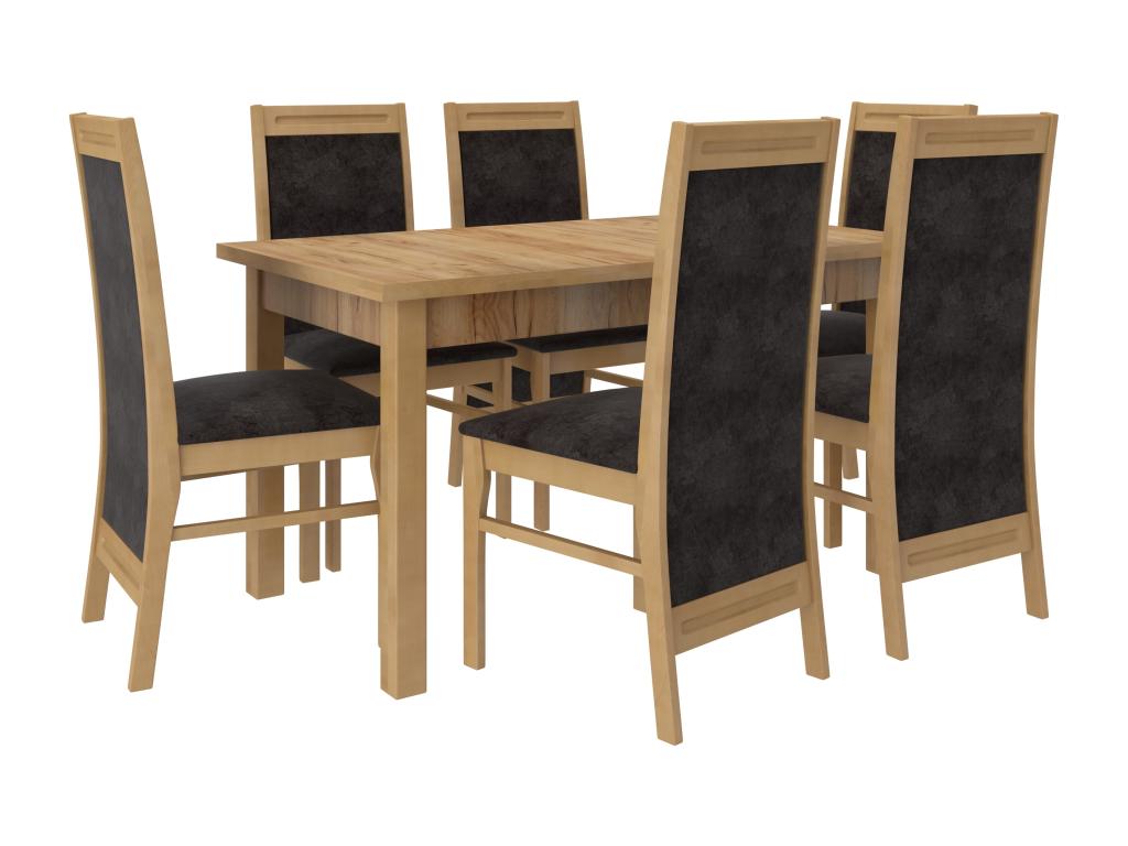 Chair in natural beech wood and Homelumiere-Tissu fabric 27115