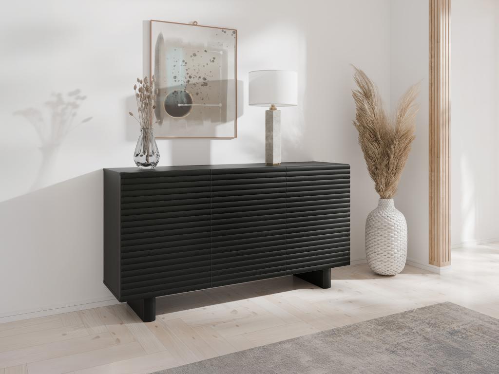 Sideboard with 3 doors in MDF - Black - Homelumiere