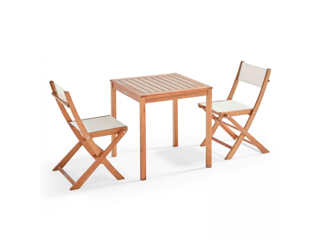 Table and 2 folding chairs set in Homelumiere and white eucalyptus