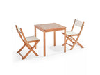 Table and 2 folding chairs set in Homelumiere and white eucalyptus