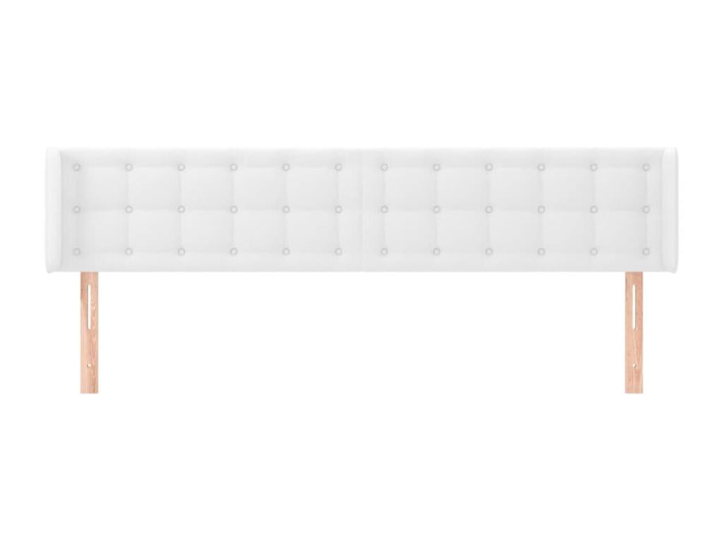 Headboard with wings, white, 183x16x78/88 cm, faux leather