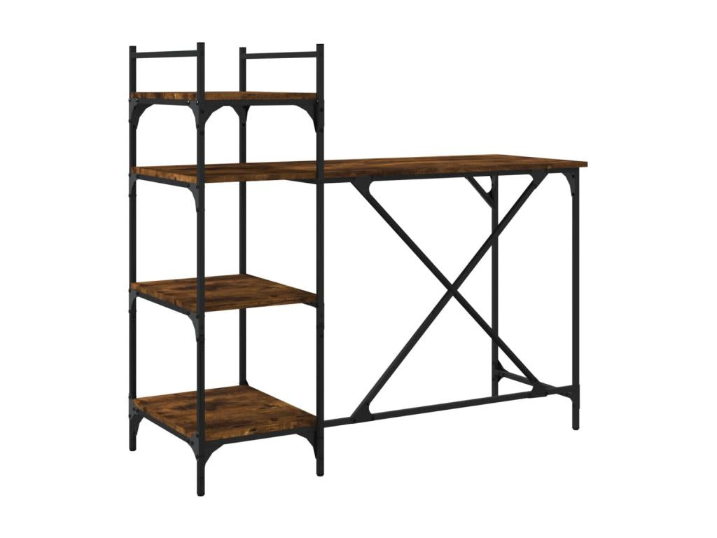 Computer desk with shelves, smoked oak, 120x47x109 cm