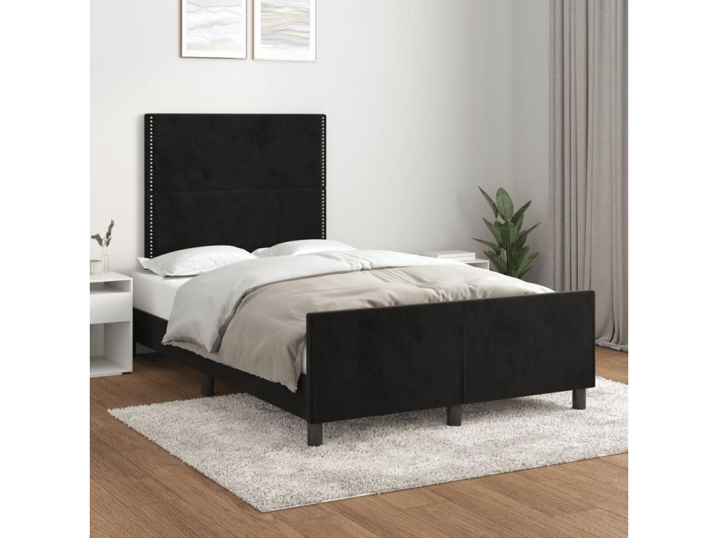 Black velvet bed frame without mattress, 120x190 cm