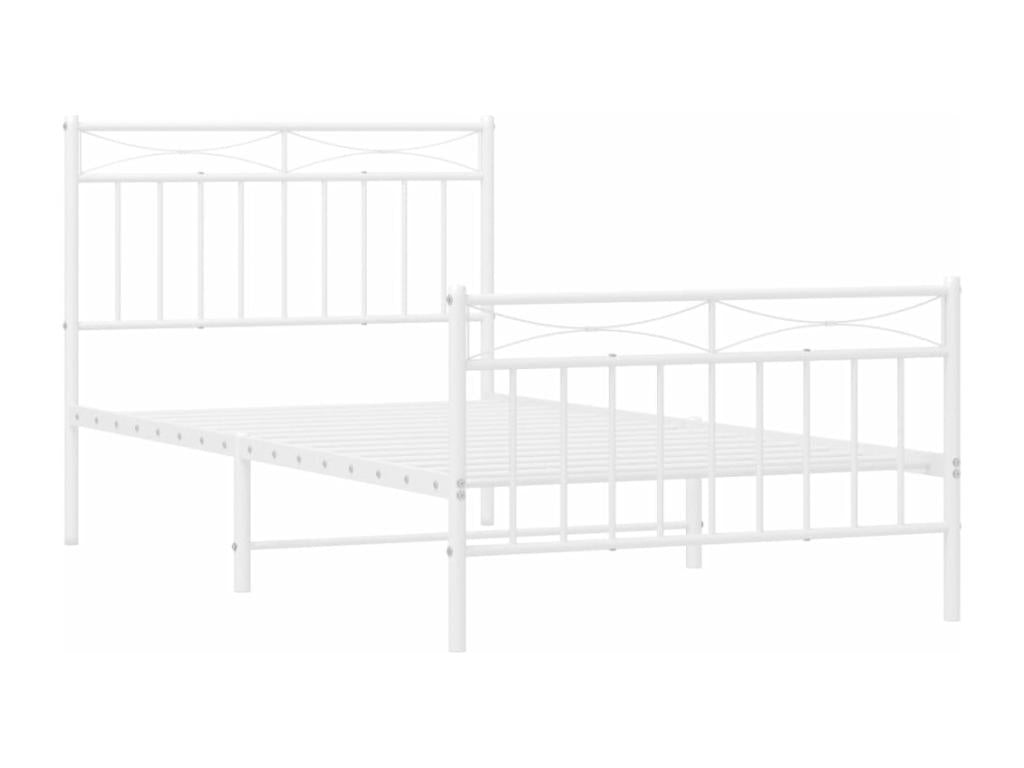 Metal bed frame with headboard and footboard, white, 100x190 cm, 05658CYBW