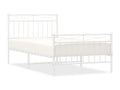 Metal bed frame with headboard and footboard, white, 100x190 cm, 05658CYBW