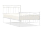 Metal bed frame with headboard and footboard, white, 100x190 cm, 05658CYBW
