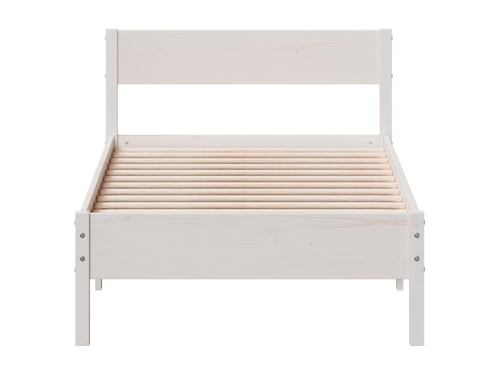 White bed frame and headboard 100x200 solid pine wood