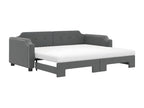 Daybed with pull-out bed and dark grey mattress 90x200 cm fabric
