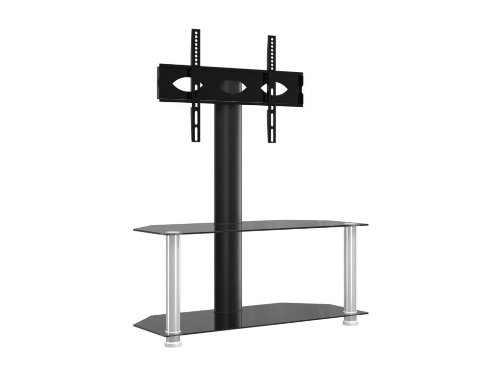2-Tier Corner TV Stand for 32-70 Inch TVs, Black and Silver
