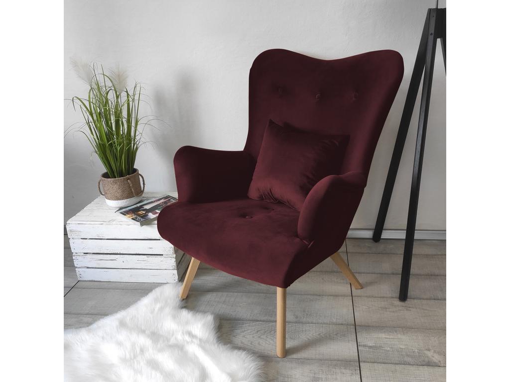 Homelumiere 102 Red Armchair 100x76x90cm Upholstered Wooden Legs