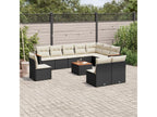11-piece garden furniture set with cushions, black wicker resin 93054MCAJ
