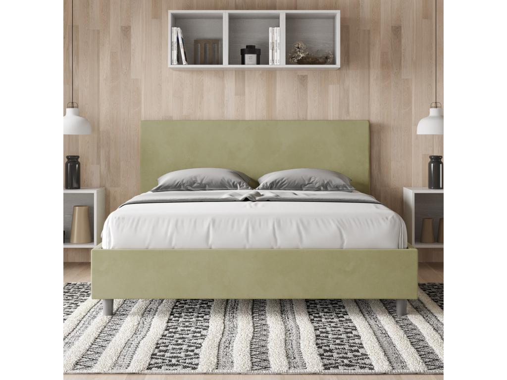 Upholstered bed without a mattress base, 160x210 cm, green microfiber, Homelumiere