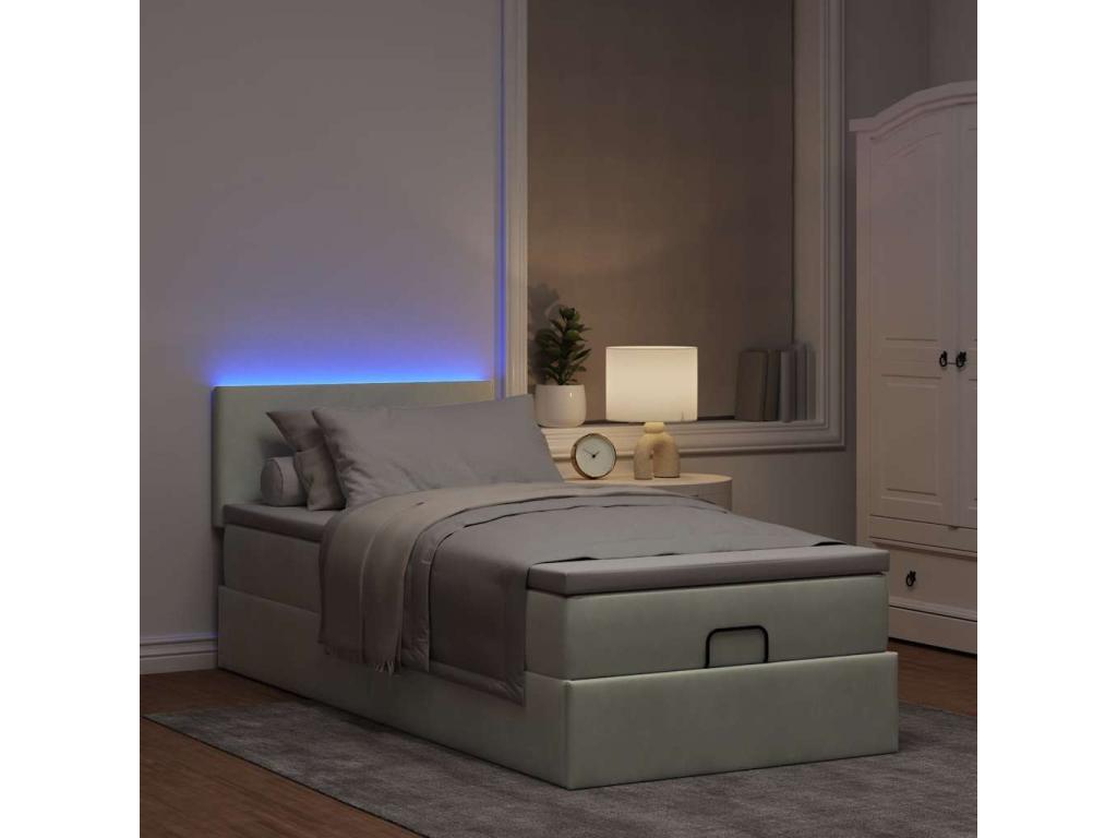 Homelumiere bed frame and light grey 90x200 cm velvet mattress