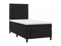 Upholstered bed base with mattress and LED lighting, black, 100x200 cm, velvet