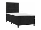 Upholstered bed base with mattress and LED lighting, black, 100x200 cm, velvet