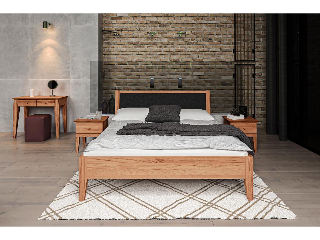 Homelumiere - Bed with upholstered headboard 120x200 cm in natural oiled beech heartwood