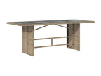 Garden table with beige glass top, 190x80x74 cm