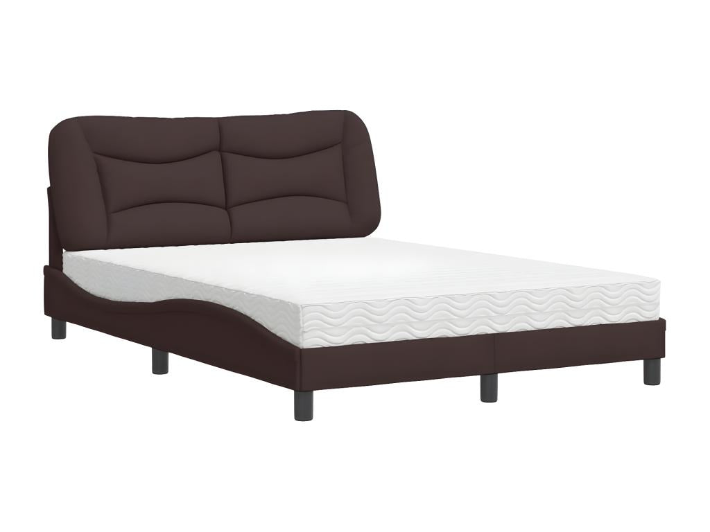 Bed with dark brown mattress 120x200 cm fabric