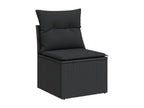 8-piece garden furniture set with cushions, black woven resin