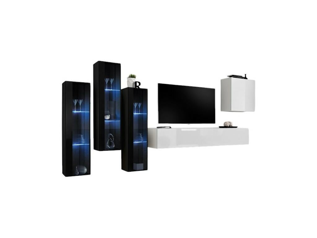 Artanzy wall-mounted living room furniture set in glossy white and black. 49659KUPQ