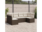 Garden furniture set with cushions, 6 pieces, brown woven resin