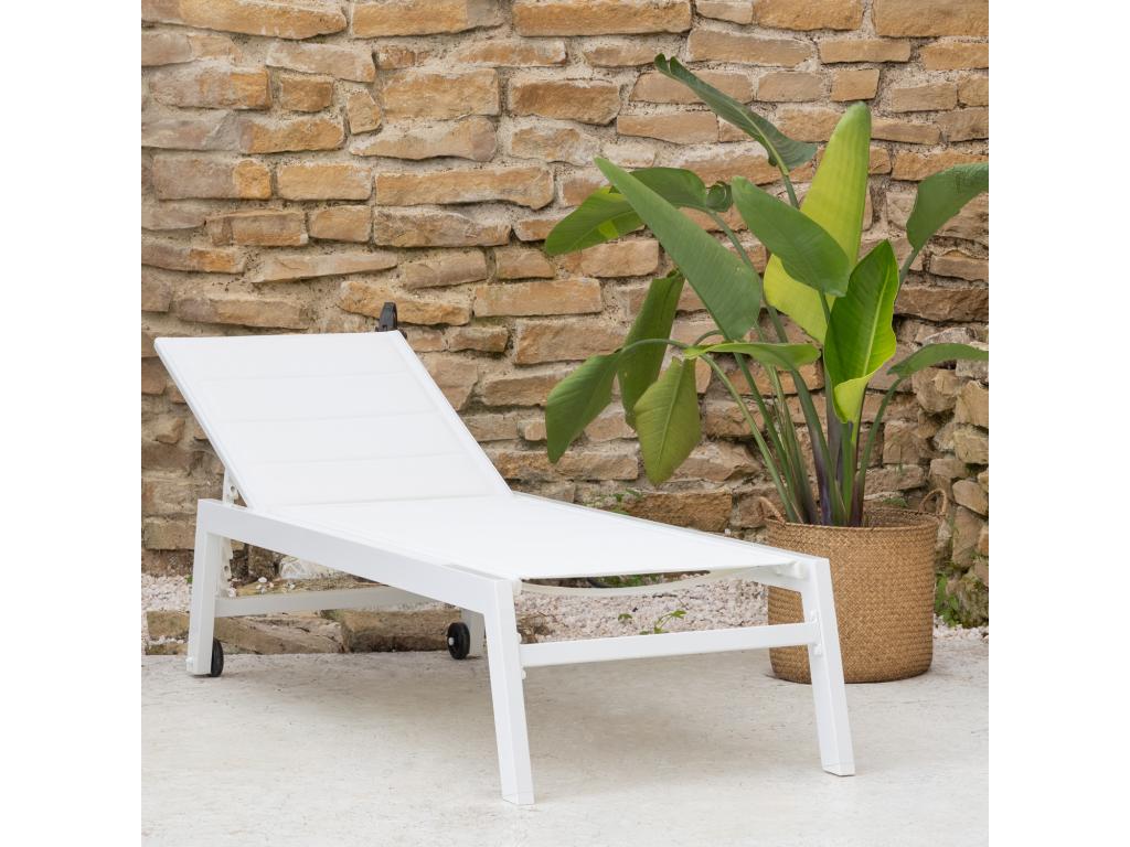 Homelumiere sun lounger in white textilene and white aluminum - Homelumiere