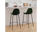 Set of 2 kitchen island chairs, 65 cm, in dark green velvet - Homelumiere