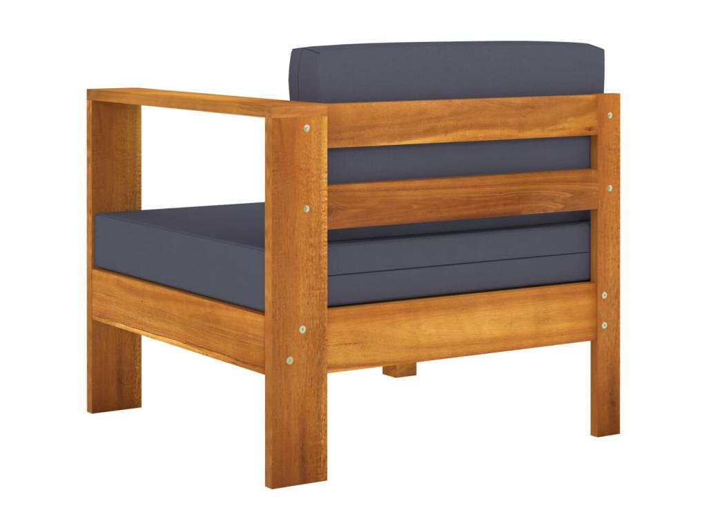 8-piece garden furniture set with dark grey cushions, made of wood, by Homelumiere