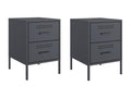 2-piece bedside tables, anthracite, 36x39x50.5 cm, steel