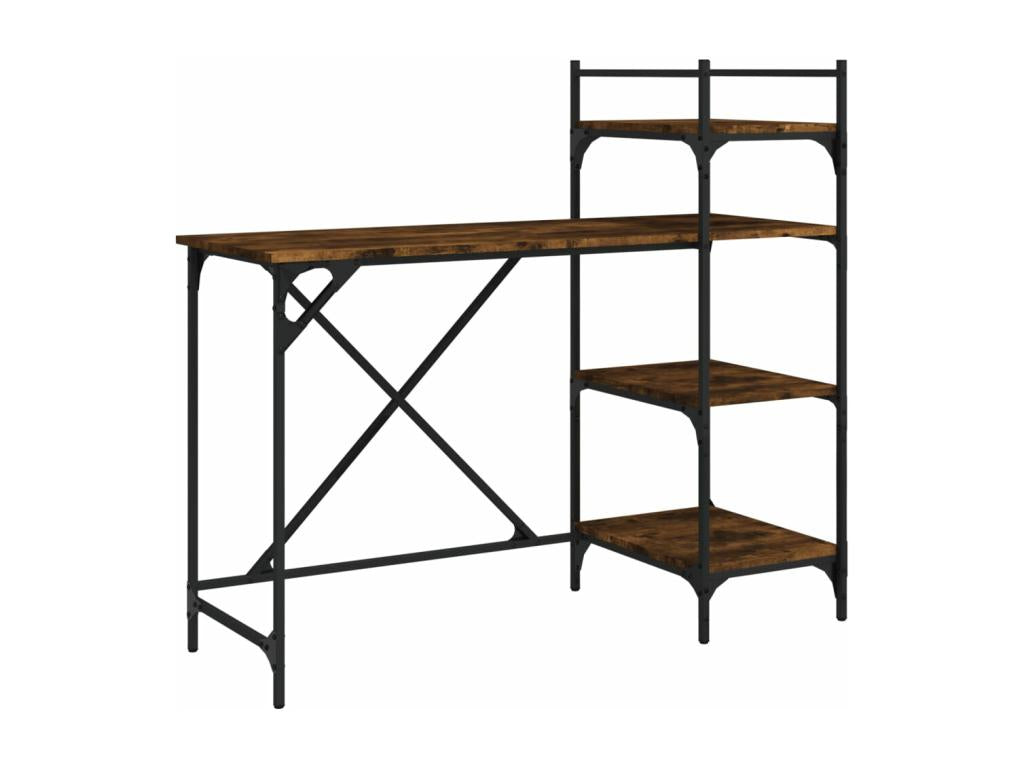 Computer desk with shelves, smoked oak, 120x47x109 cm