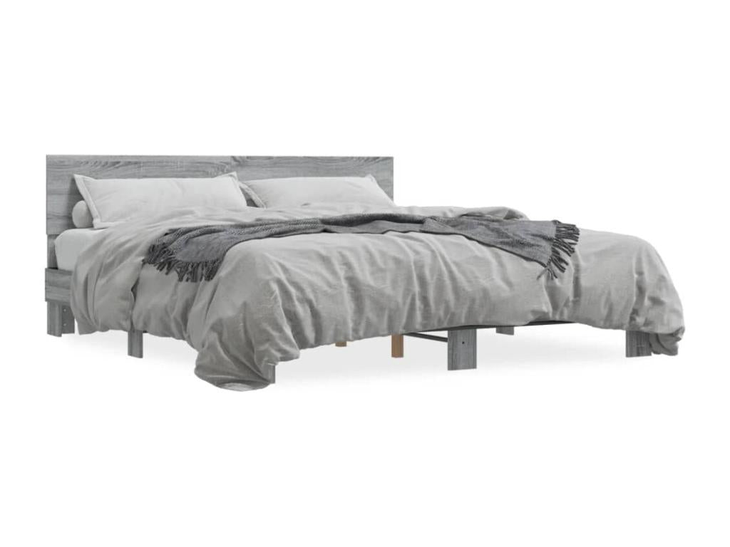 Homelumiere grey bed frame 200x200 engineered wood and metal