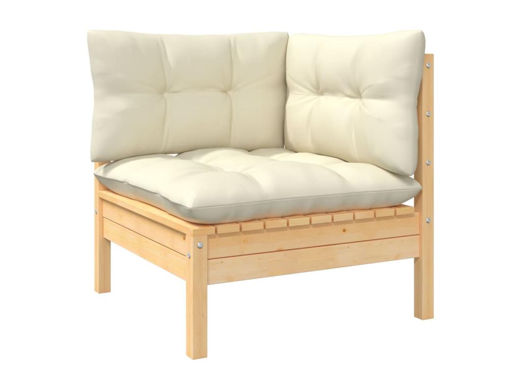 8-piece garden furniture set with cream cushions, pine wood