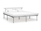 Grey metal bed frame without mattress, 180x200 cm