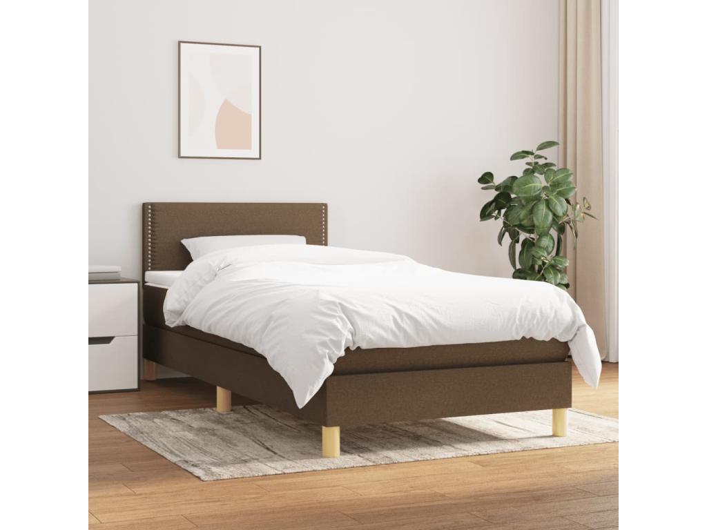 Upholstered bed base with mattress, dark brown, 80x200 cm, 10