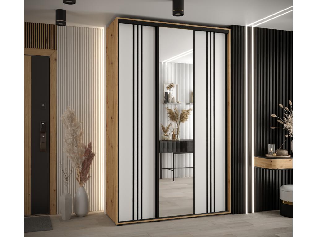 Homelumiere 7 Sliding Door Wardrobe 235.2/150/60 3 Doors Black/Black/Black