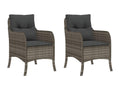 Garden chairs with cushions, set of 2, grey woven resin
