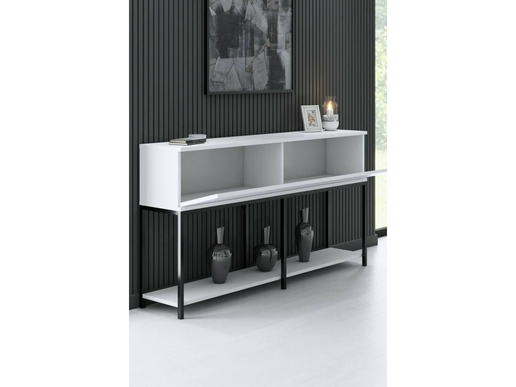 Homelumiere Sideboard, Living Room Buffet, Kitchen Pantry, 150x30x80 cm, White and Black