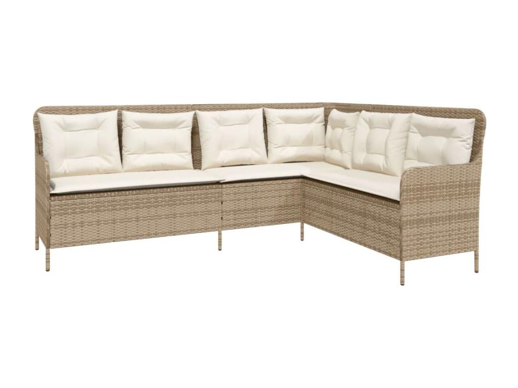 2-piece beige resin wicker garden furniture set with cushions