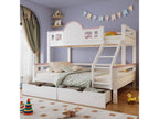 Wooden bunk bed 90x200cm 140x200cm - with ladder and 2 drawers - White / Pink