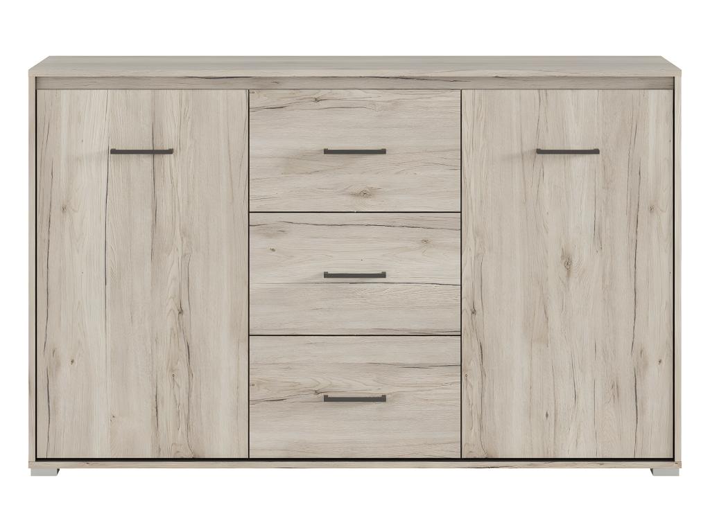 Homelumiere 2-Door 3-Drawer Buffet in Wood and Anthracite