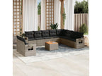 11-piece garden furniture set with grey resin wicker cushions