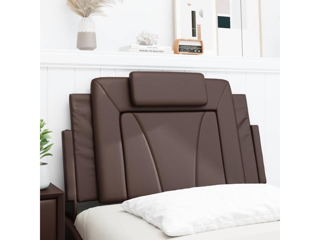 Brown faux leather headboard cushion, 90cm
