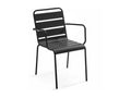 Square garden table and 2 grey steel chairs set - Homelumiere
