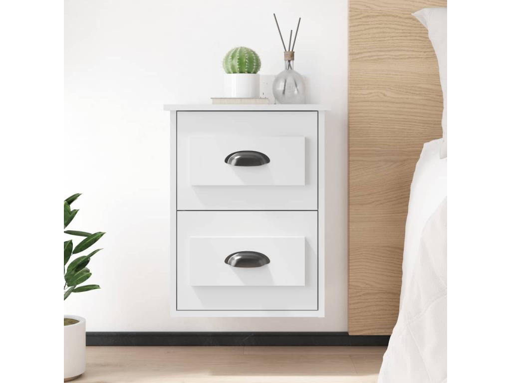 Wall-mounted bedside tables, 2 pieces, white, 41.5x36x53