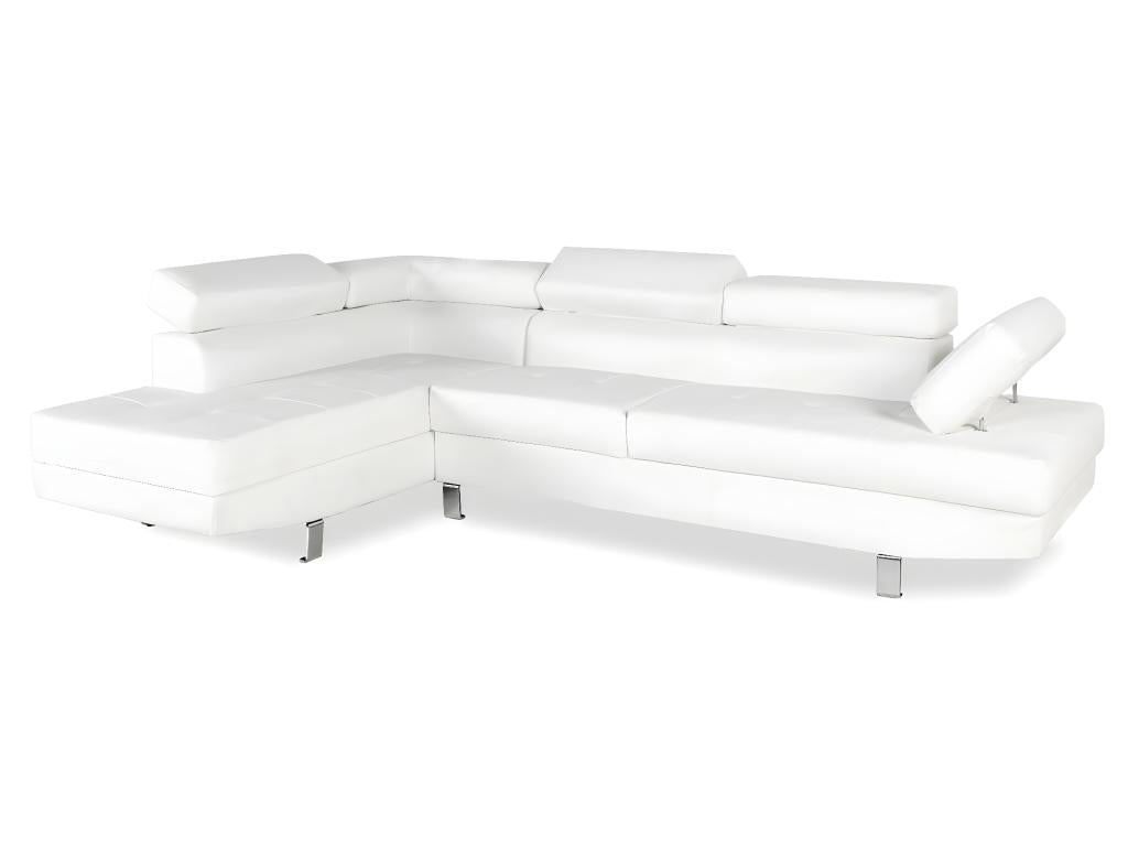 Homelumiere White Left-Hand Corner Sofa with Adjustable Headrests