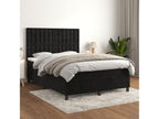 Upholstered bed base with mattress, black, 140x200 cm, velvet, 26306LYDH