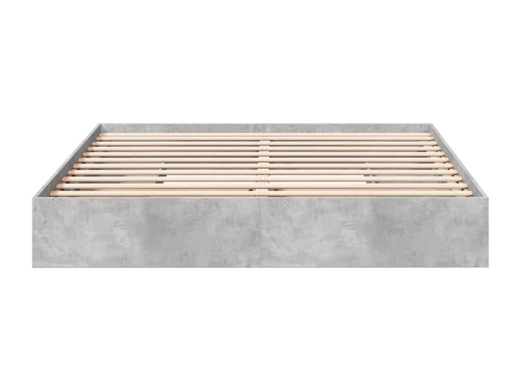 Concrete grey engineered wood bed frame with drawers, 180x200 cm